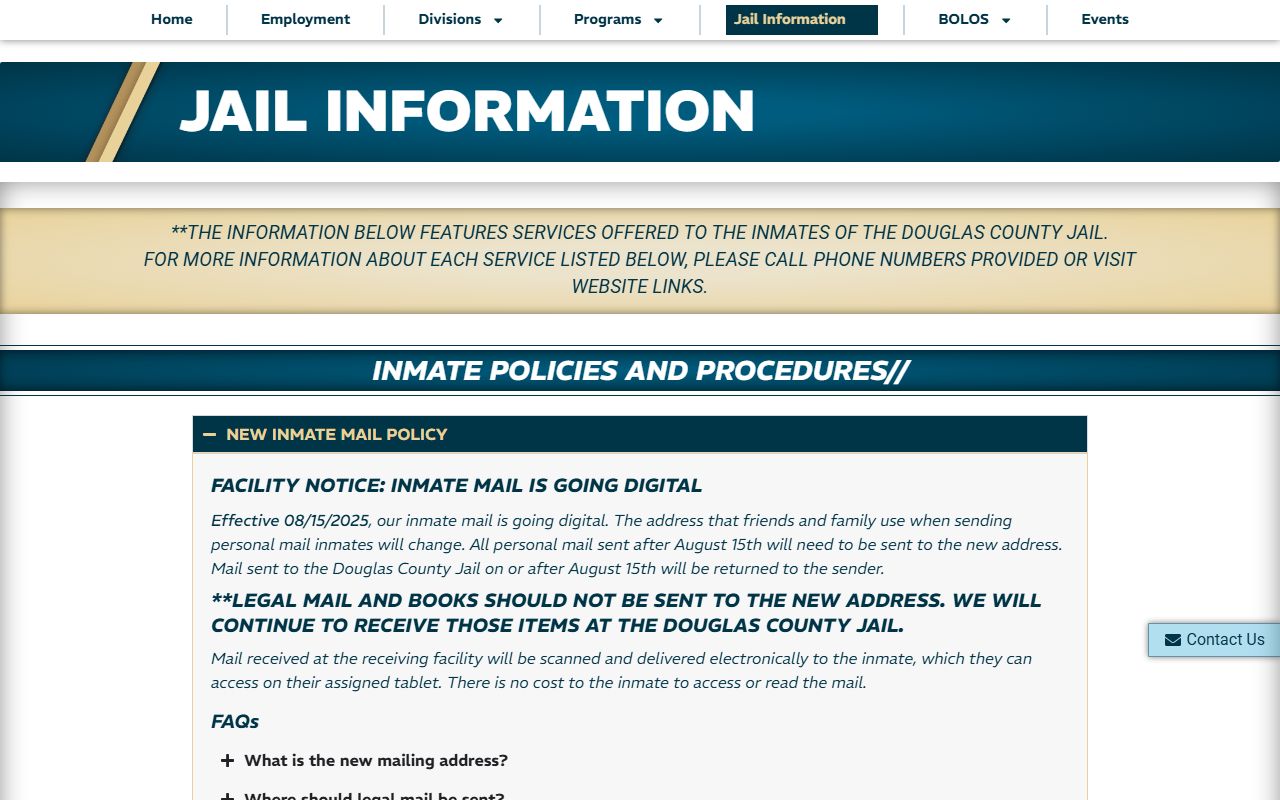Douglas County arrest records jail information and bond details
