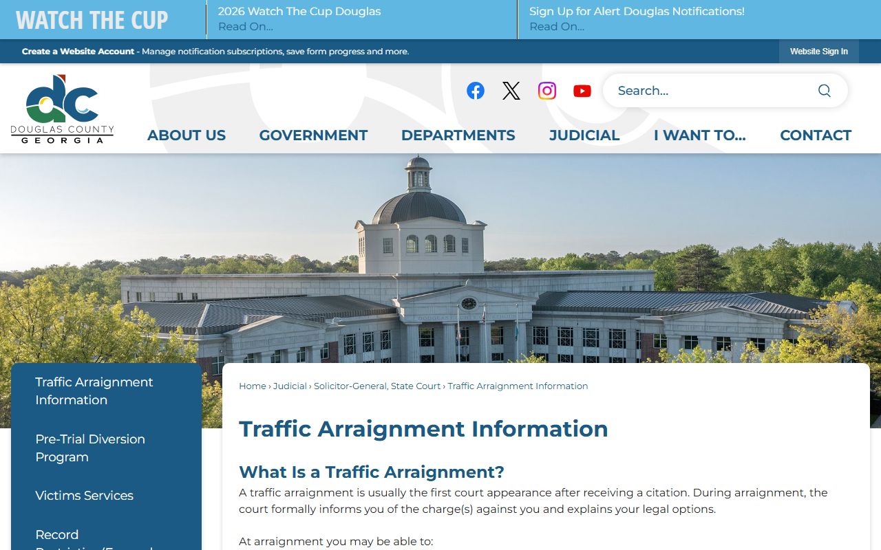 Douglas County court dockets traffic arraignment information