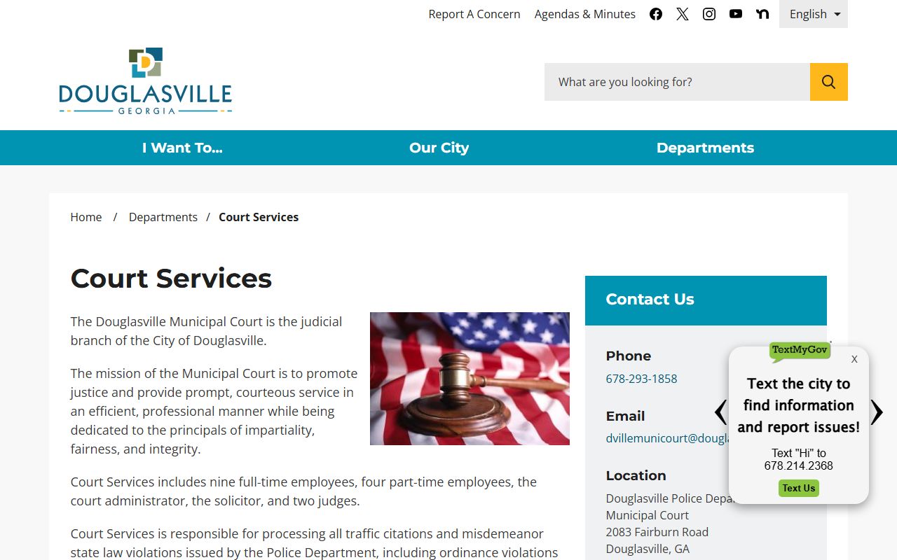 Douglas County court dockets Douglasville Municipal Court services