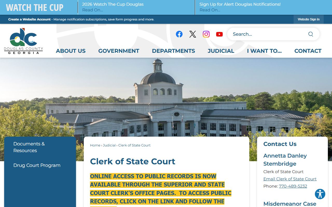 Douglas County court records Clerk of State Court access page