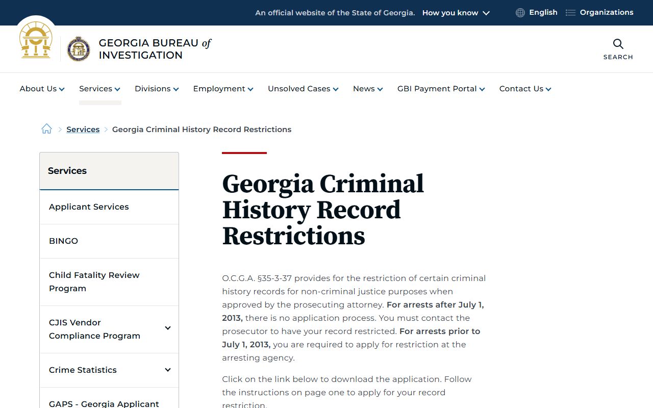 Douglas County criminal court records GBI record restriction information
