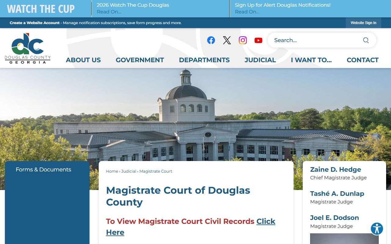 Douglas County court records Magistrate Court hearings and civil records