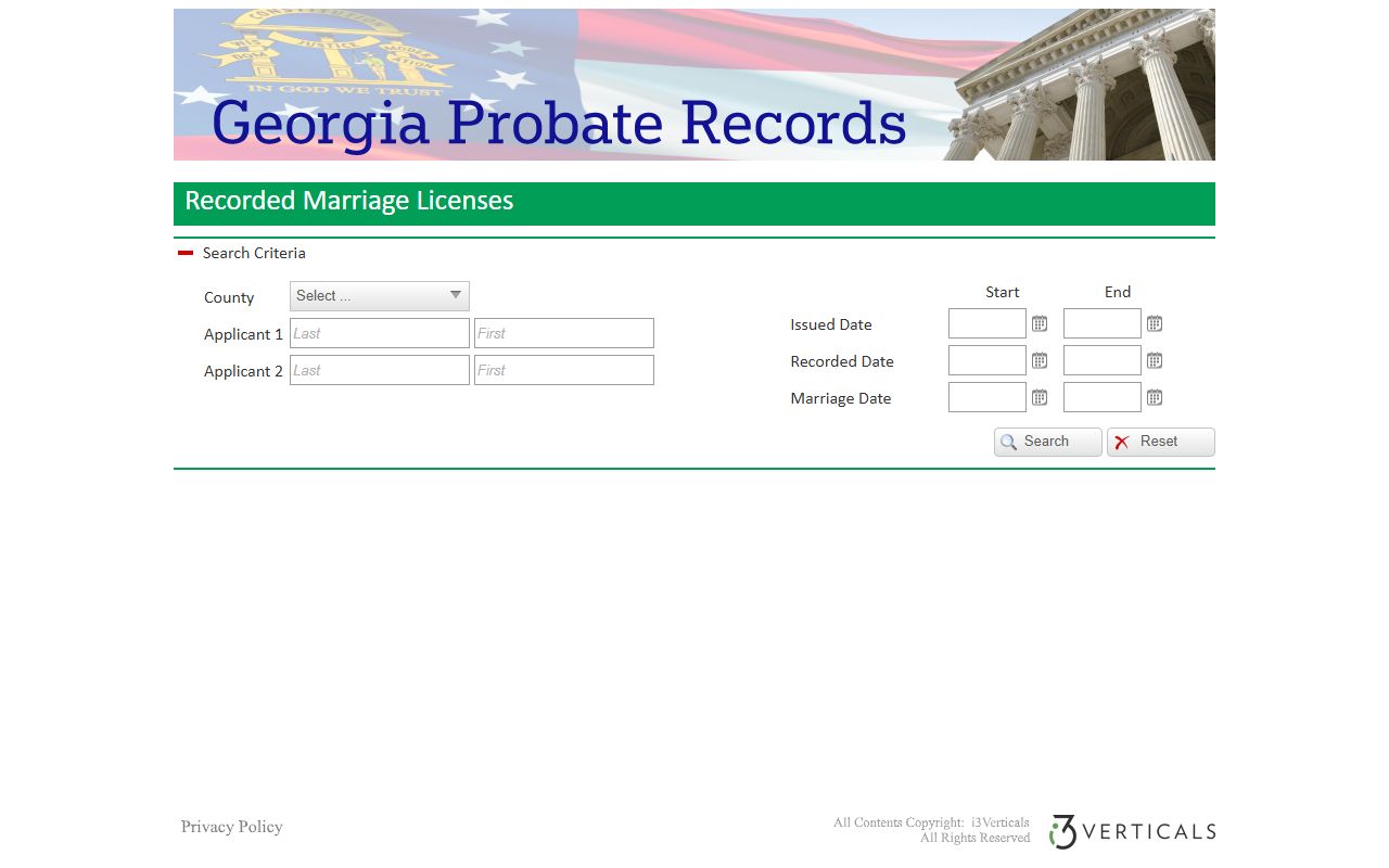 Douglas County marriage records Georgia Probate Records search fields