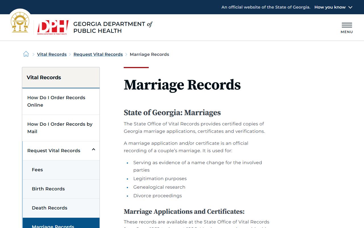 Douglas County marriage records Georgia DPH marriage records page