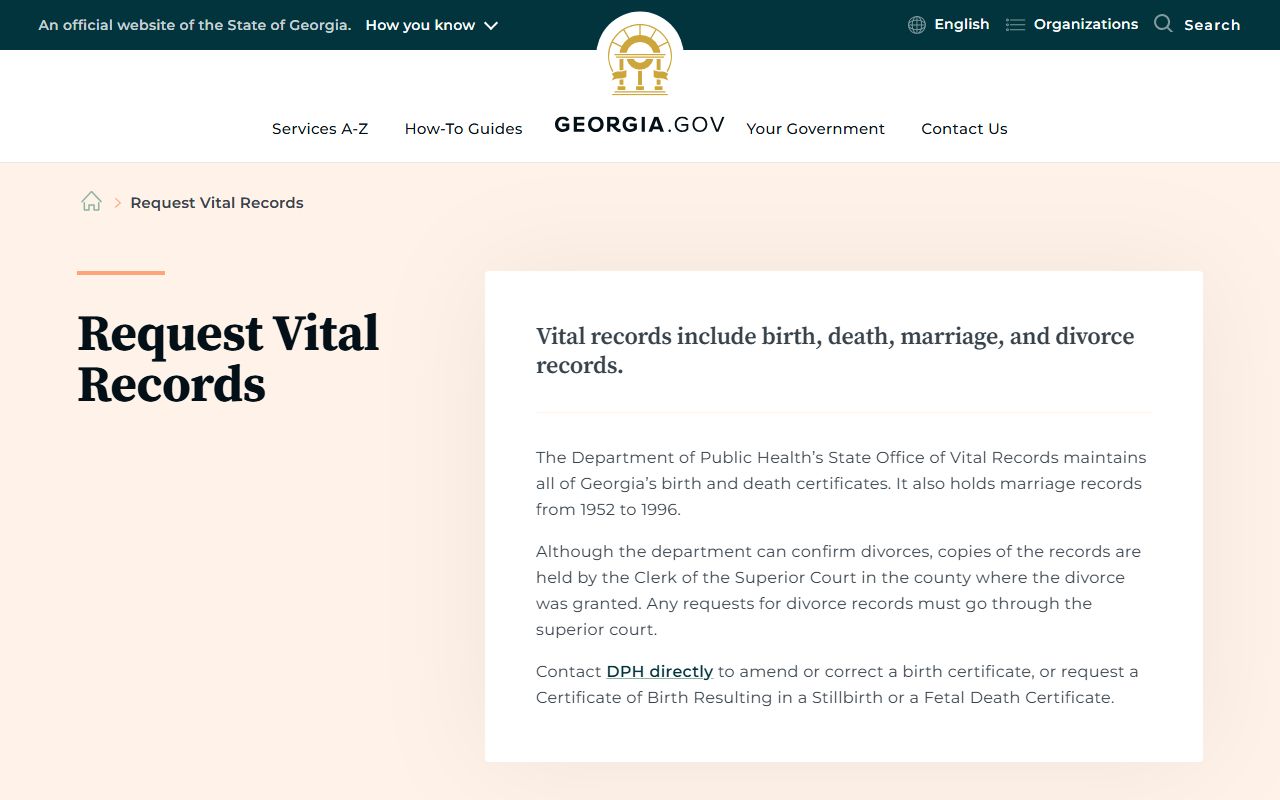 Douglas County divorce records Georgia vital records guidance