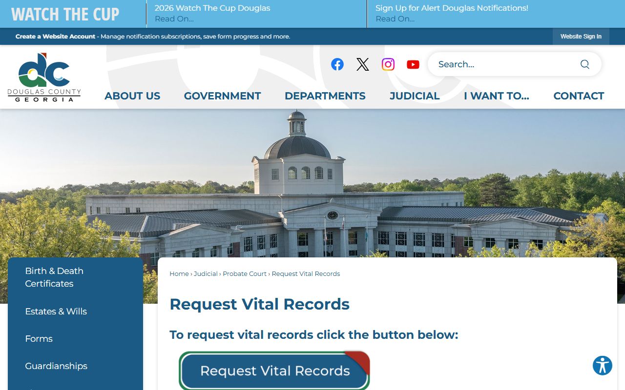 Douglas County probate records vital records request fees