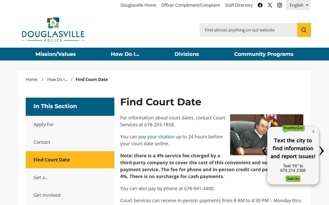 Douglas County warrant search Douglasville municipal court date channel